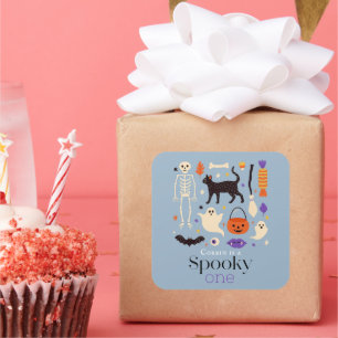 Spooky One Halloween Motieven Blauw 1e Verjaardag Vierkante Sticker