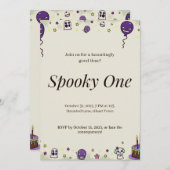 Spooky One Halloween Party Custom Invitation Kaart (Voorkant / Achterkant)