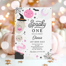 Spooky One Halloween Pink Ghost 1st Birthday Party