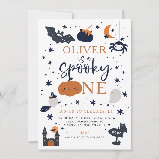 Spooky One Halloween Pompoen 1e Verjaardag Kaart (Voorkant)