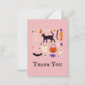 Spooky One Halloween Roze 1e Verjaardag Bedankt Notitiekaartje (Voorkant)