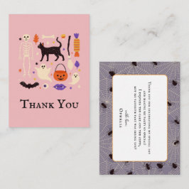 Spooky One Halloween Roze 1e Verjaardag Bedankt Notitiekaartje