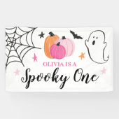 Spooky One Halloween roze pomkins 1st Birthday Spandoek (Horizontaal)