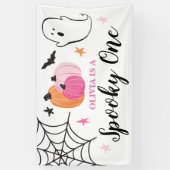 Spooky One Halloween roze pomkins 1st Birthday Spandoek (Verticaal)