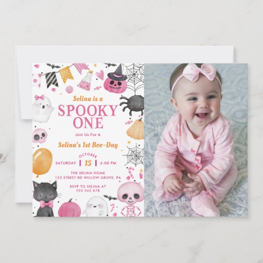 Spooky One Halloween Schattigee Ghost Verjaardagsf Kaart (Voorkant)