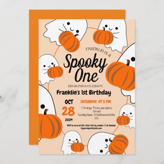 Spooky One Halloween Schattigee Ghouls Verjaardags Kaart (Voorkant / Achterkant)