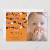 Spooky One Halloween Sinaasappel 1e Verjaardagsfot Kaart (Voorkant)