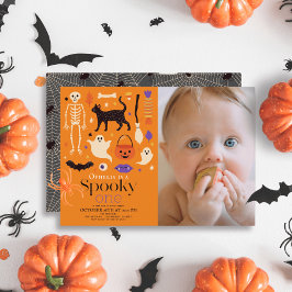 Spooky One Halloween Sinaasappel 1e Verjaardagsfot Kaart