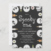 Spooky One Halloween Skulls Kinder 1e Verjaardag Kaart (Voorkant)