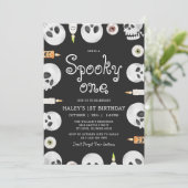 Spooky One Halloween Skulls Kinder 1e Verjaardag Kaart (Staand voorkant)
