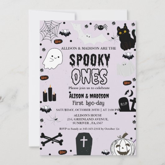 Spooky One Halloween Twin eerste verjaardagsfeest Kaart (Voorkant)