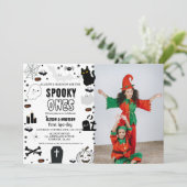 Spooky One Halloween Twin eerste verjaardagsfeest Kaart (Staand voorkant)