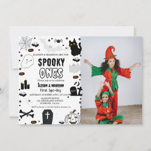 Spooky One Halloween Twin eerste verjaardagsfeest Kaart