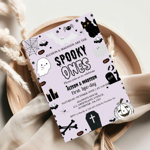 Spooky One Halloween Twin eerste verjaardagsfeest Kaart