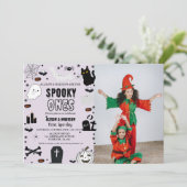 Spooky One Halloween Twin eerste verjaardagsfeest Kaart (Staand voorkant)