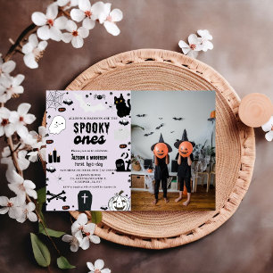 Spooky One Halloween Twin eerste verjaardagsfeestj Kaart