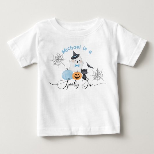 Spooky One Halloween Verjaardag blauw Boo (Voorkant)
