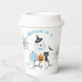 Spooky One Halloween Verjaardag blauw Boo Papieren Bekers (Achterkant)
