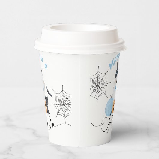 Spooky One Halloween Verjaardag blauw Boo Papieren Bekers (Rechts)