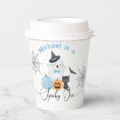 Spooky One Halloween Verjaardag blauw Boo Papieren Bekers (Voorkant)