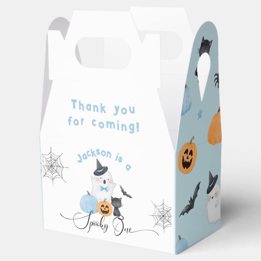 Spooky One Halloween verjaardag blauwe jongen pomp Bedankdoosjes (Geopend)