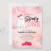 Spooky One Halloween Verjaardag Girly Ghost Kaart (Voorkant)