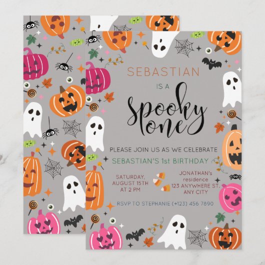 Spooky One Halloween Verjaardag Kaart (Voorkant / Achterkant)