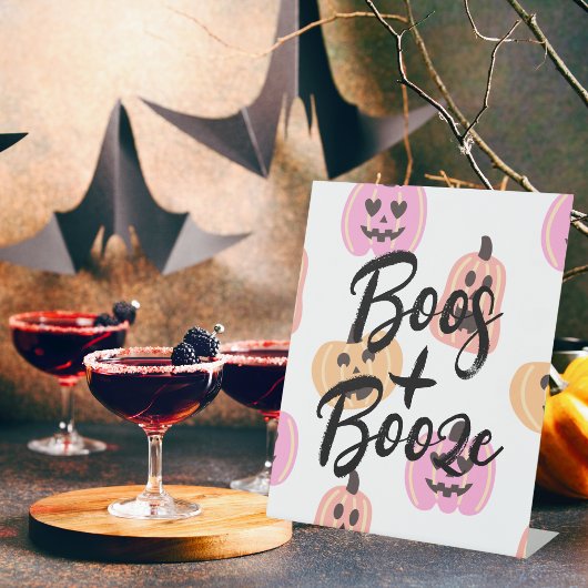 Spooky One | Halloween Verjaardag | Roze drank Reclamebord Met Voetstuk
