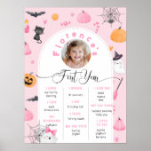 Spooky One Halloween verjaardag roze foto Mileston Poster (Voorkant)