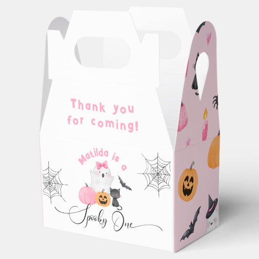 Spooky One Halloween verjaardag roze pompoenen Bedankdoosjes (Geopend)