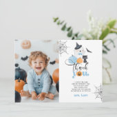 Spooky One Halloween verjaardagsfoto bedankkaart Kaart (Staand voorkant)