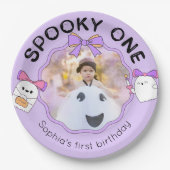 Spooky One Halloween verjaardagsfoto Papieren Bordje (Voorkant)