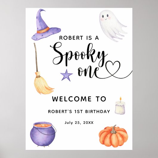 Spooky One Halloween Welkom op de 1e verjaardag Poster (Voorkant)