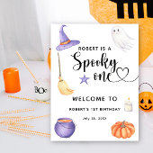 Spooky One Halloween Welkom op de 1e verjaardag Poster
