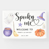 Spooky One Halloween Welkom op de 1e verjaardag Spandoek (Horizontaal)
