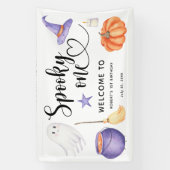 Spooky One Halloween Welkom op de 1e verjaardag Spandoek (Verticaal)