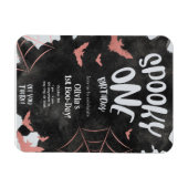 Spooky One Invitation Halloween Verjaardag Roze Vl Magneet (Horizontaal)
