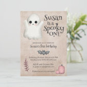 Spooky One Kawaii Ghost Halloween Verjaardag Kaart (Staand voorkant)