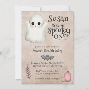Spooky One Kawaii Ghost Halloween Verjaardag Kaart