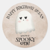 Spooky One Kawaii Ghost Halloween Verjaardag Ronde Sticker (Voorkant)
