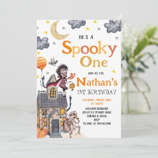 Spooky One Kostuumfeest Halloween Verjaardag Kaart (Staand voorkant)