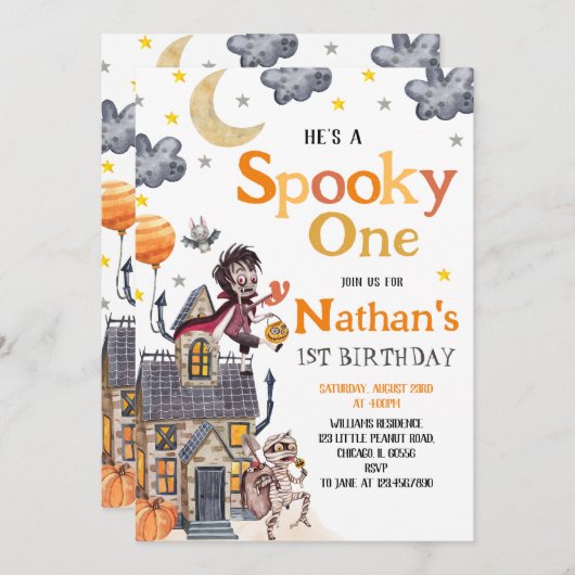 Spooky One Kostuumfeest Halloween Verjaardag Kaart (Voorkant / Achterkant)