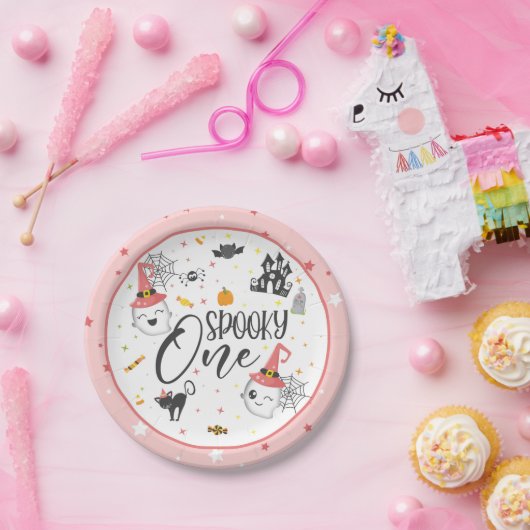 Spooky One Paper Bord - Roze (Feest)