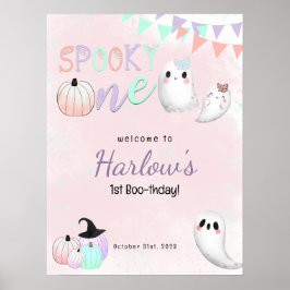 Spooky One Pastel Halloween Verjaardag Welkom Poster
