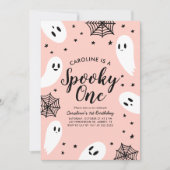 Spooky One Pink Ghost Halloween 1e verjaardag Kaart (Voorkant)