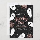 Spooky One Pink Ghost Halloween 1e verjaardag Kaart (Voorkant)