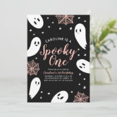 Spooky One Pink Ghost Halloween 1e verjaardag Kaart (Staand voorkant)