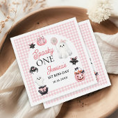 Spooky One Pink Ghost Halloween 1st Birthday Party Servet