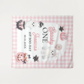 Spooky One Pink Ghost Halloween 1st Birthday Party Wandkleed (Voorkant (horizontaal))