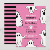 Spooky One Pink Ghost Verjaardag Kaart (Voorkant / Achterkant)